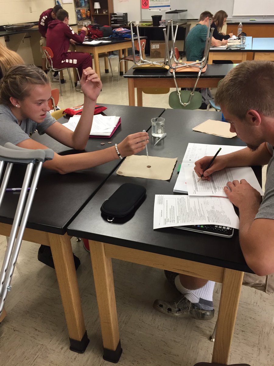 KuehnScience's tweet photo. How many drops of water can YOU fit on a penny? Playing with Stats and H2O properties #wearespartans #apbio https://t.co/ZFQG8MrABs