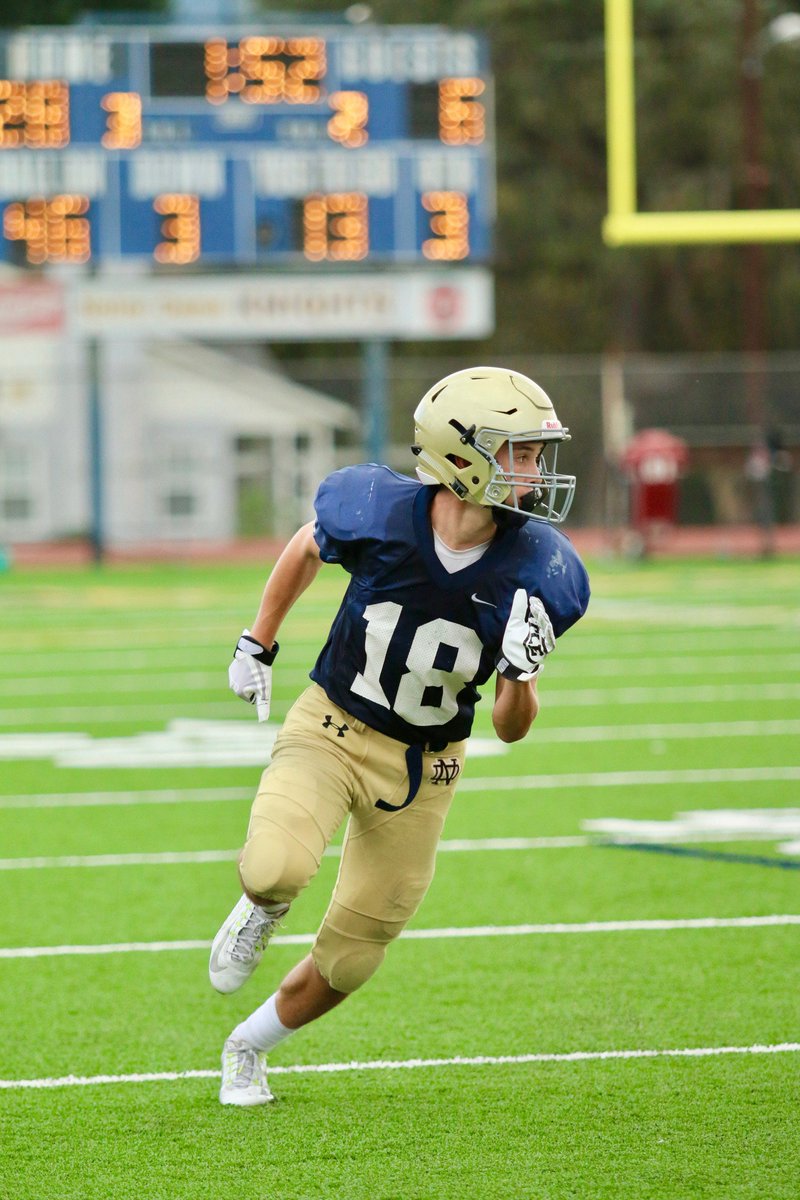 JGCleveland's tweet photo. Big day on the ND freshman gridiron! ND vs Loyola. Looking for big plays @GriffCleveland! #GoKnights #GForce18 #ISeeYou18 #HardWorkPaysOff https://t.co/gi1PId7fGv