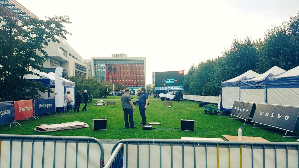 AGBNatTour's tweet photo. venue is almost ready for #agbseries2016 come and watch tomorrow from 10.30 @worldarchery @archerygb #milleniumpoint #Birmingham https://t.co/sxA6ArlXln
