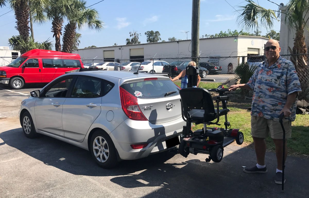 Congratulations to Wallace and his new Pride Go Go Elite 4-wheel scooter &amp; Ultra Lite lift combo pack at our Ocala location!