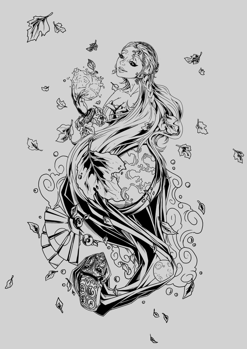 Evan Scale Art Autumnalequinox Inks Wip Earth Sun Moon Day Night China Greece Carpo Bajiajiang God Goddess Illustrator Season September T Co Vtod3lloxt Twitter
