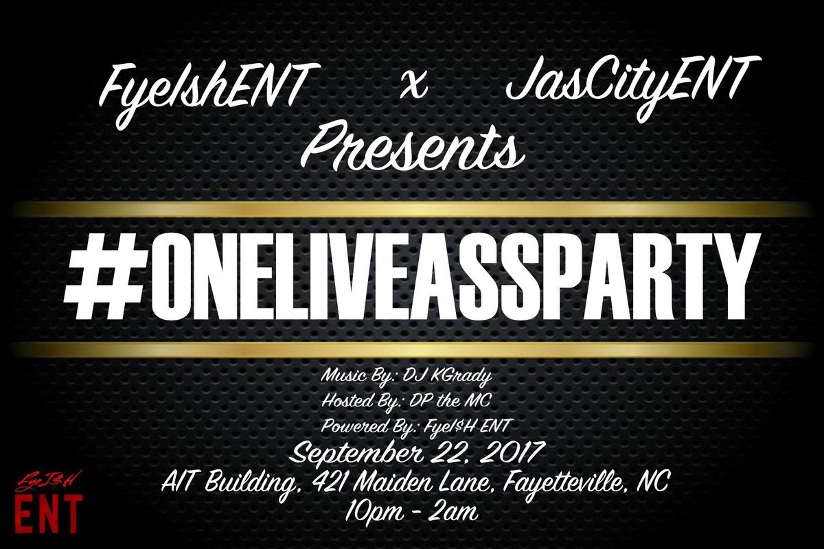 DJKGRADY_JC's tweet photo. TONIGHT WE IN FAYETTEVILLE, NC
#ONELIVEASSPARTY #FayState
AIT BUILDING
#InGradyWeTrust X #BestHostInTheState https://t.co/j9Va5rzrag