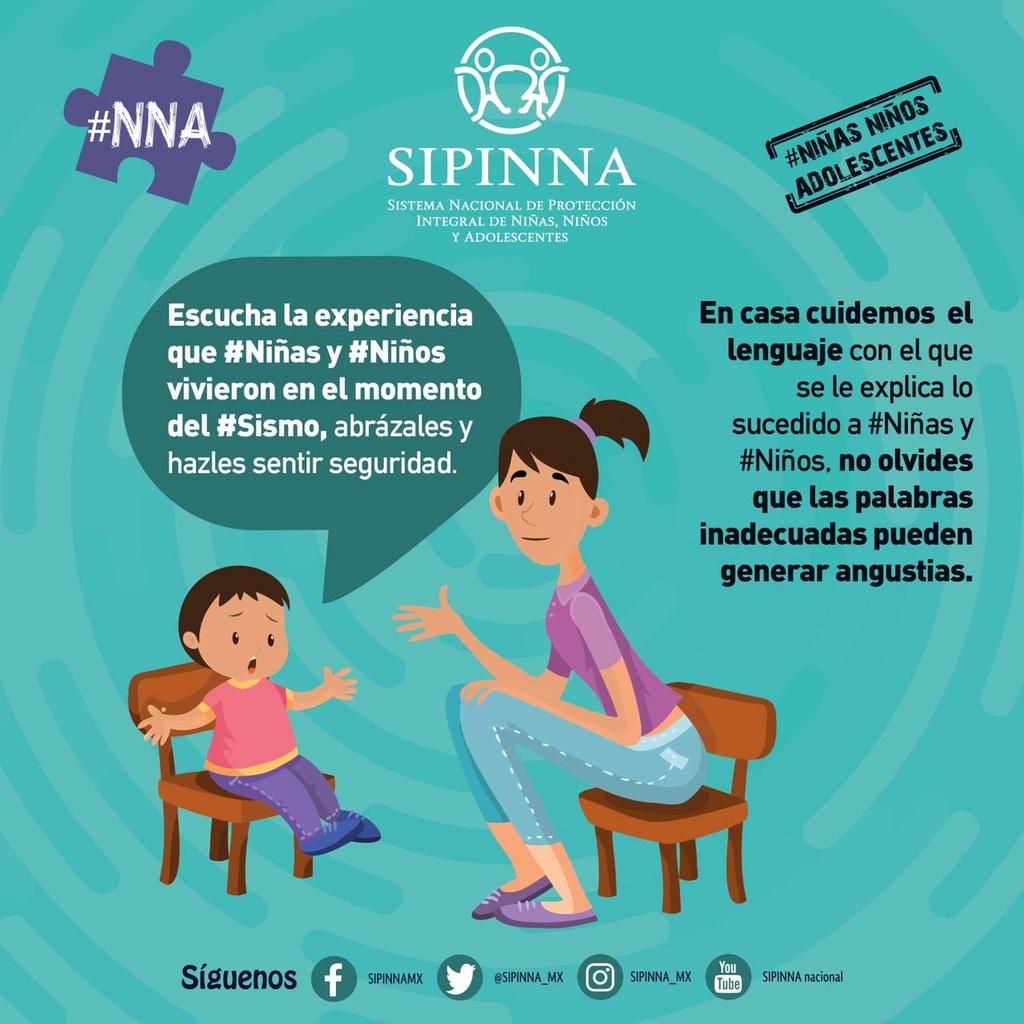 gobmx's tweet photo. Niñas y niños deben de ser escuchados al contarnos sus experiencias en el#Sismo @SIPINNA_MX https://t.co/yrWr0gnPdj