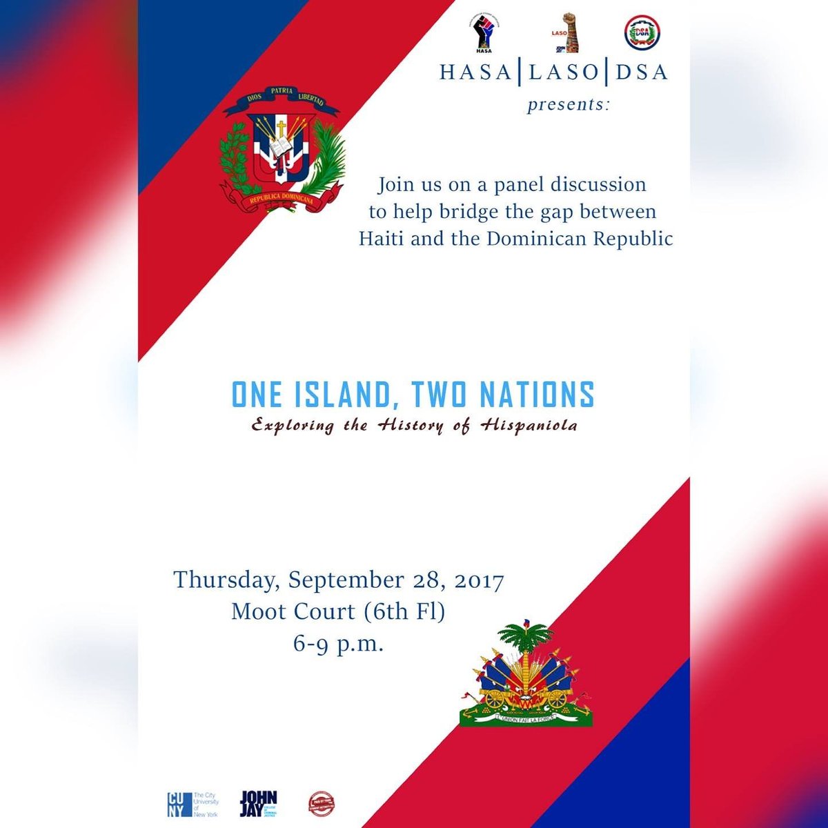 jjccsil's tweet photo. Join us in exploring the history of Hispaniola! Come dive into deep conversations and get woke with knowledge! 🇩🇴🇭🇹 #MyJohnJay #CSILInvolved https://t.co/YUbx8vYzhx