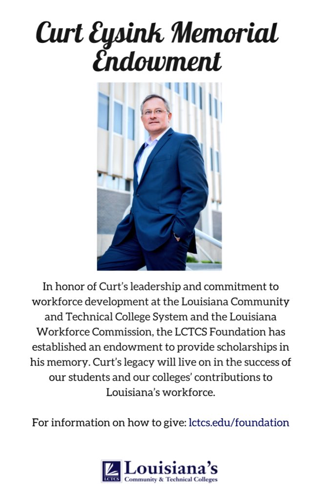 Jimmy Sawtelle, Ed.D (@jimmysawtelle) on Twitter photo Today, We are proud to announce the establishment of the '<a href="/CurtEysink/">Curt Eysink</a> Memorial Workforce Scholarship' No one more deserving ~<a href="/LCTCSpresident/">Dr. Monty Sullivan</a> Today, We are proud to announce the establishment of the '<a href="/CurtEysink/">Curt Eysink</a> Memorial Workforce Scholarship' No one more deserving ~<a href="/LCTCSpresident/">Dr. Monty Sullivan</a>