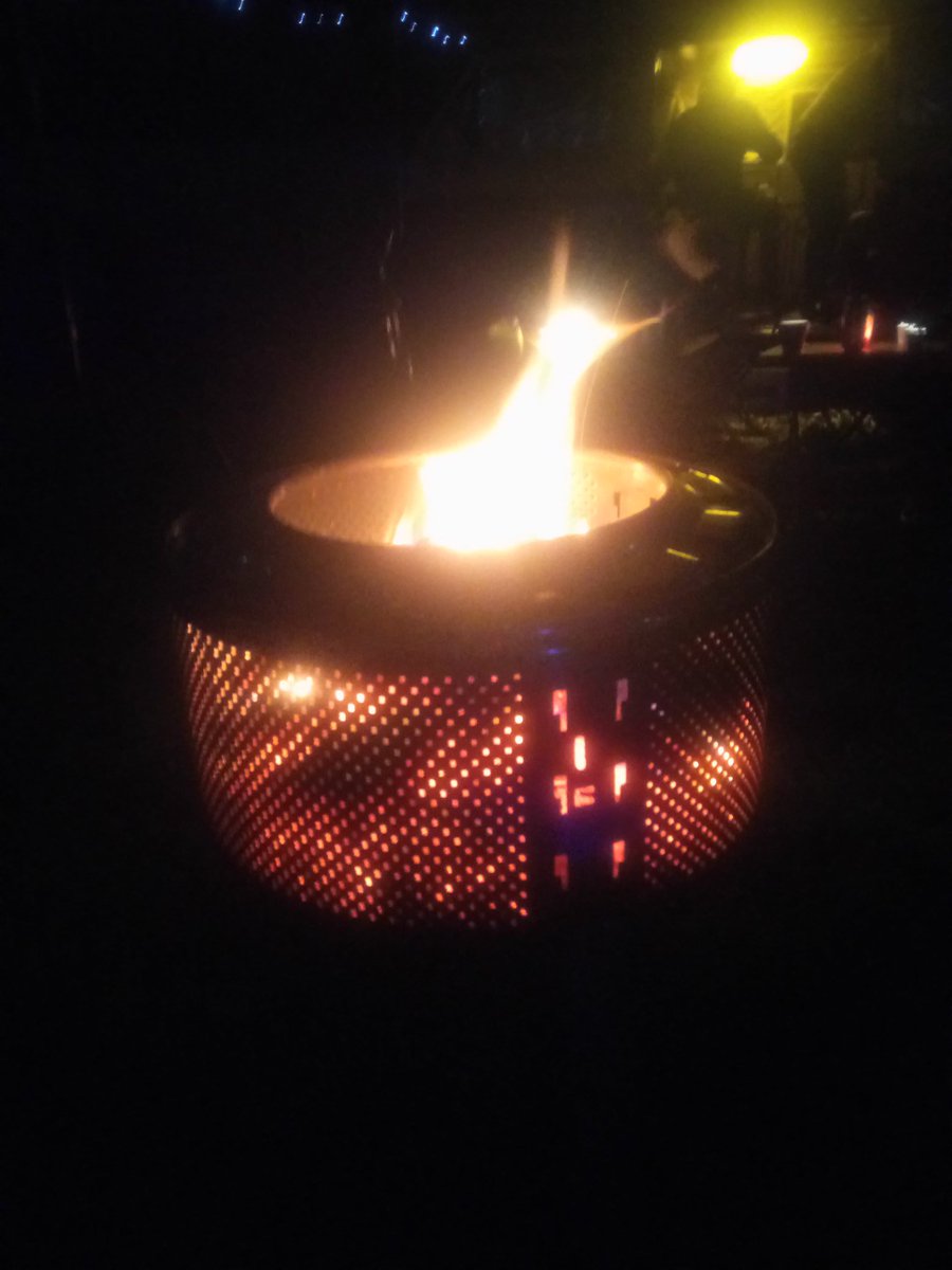Loving my firepit made by <a href="/P9ADV/">Craig Walmsley</a> from my old washing machine #vw #friends