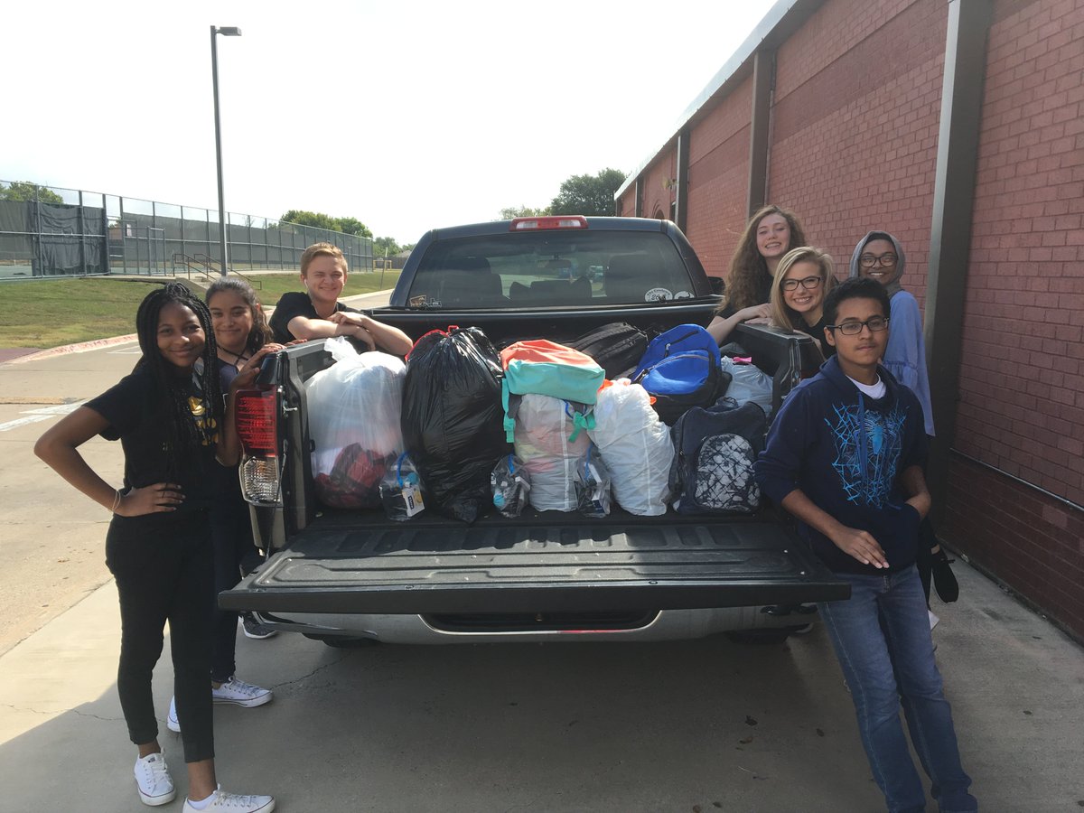 FHMS students &amp; staff have raised over $900 &amp; collected a full truckload of donations for Paul Revere MS in Houston ISD for Harvey relief.