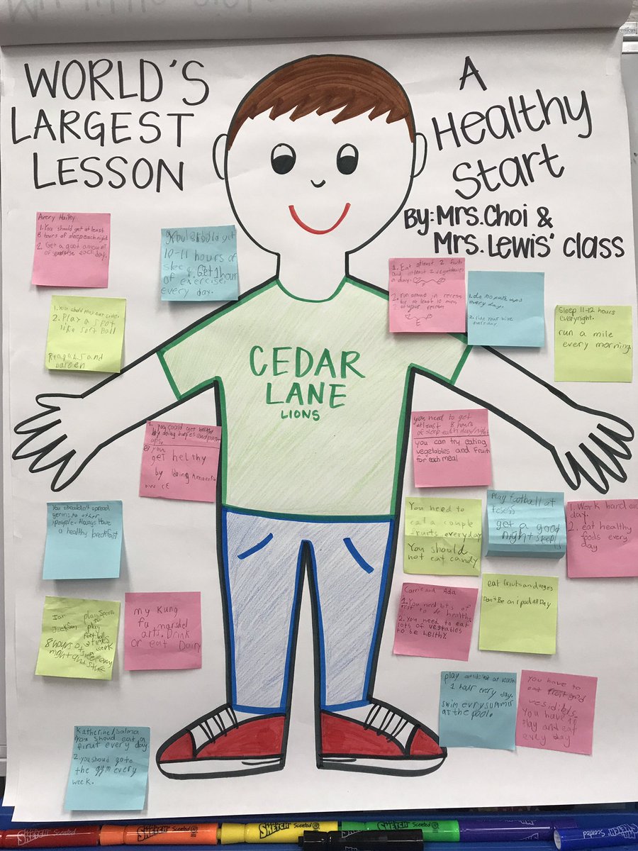 KLewisTeach's tweet photo. Loved talking with our students about maintaining a healthy lifestyle! @gchoi90 @CedarLaneES #worldslargestlesson #GlobalGoals https://t.co/vwdub85Vtw