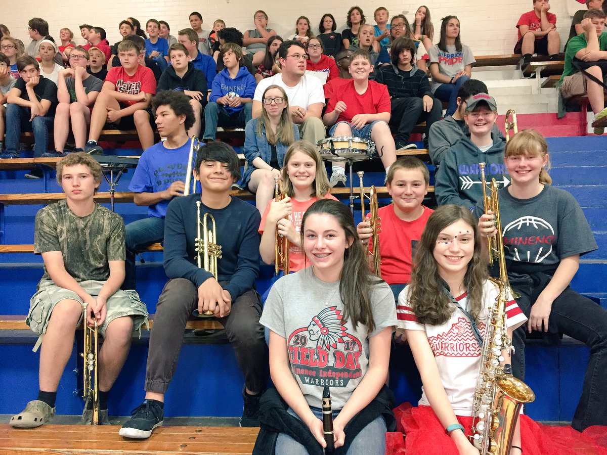 EISMusic's tweet photo. Pep Band at the Pep Rally! Go Warriors!!! https://t.co/O1QxfyWKC4