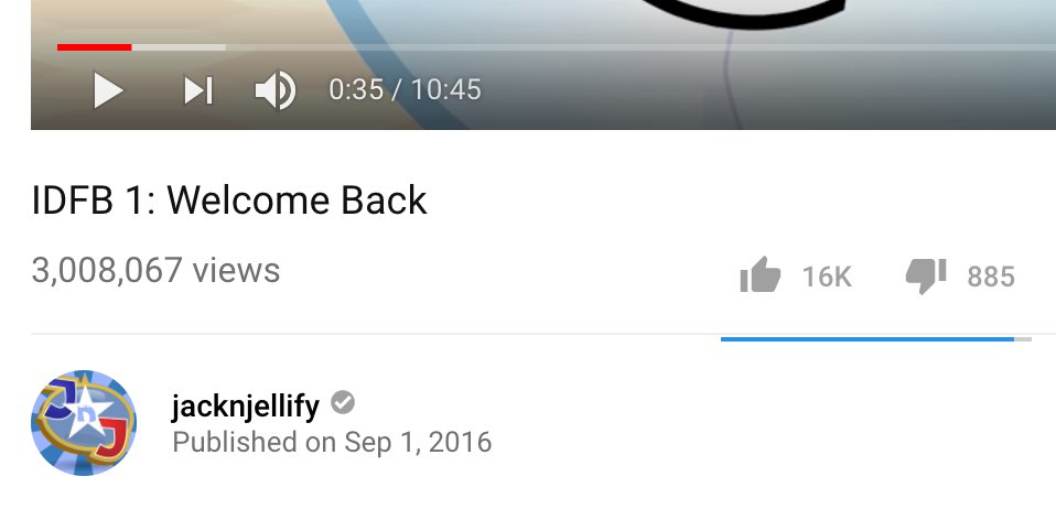 jacknjellify's tweet photo. IDFB 1 has hit 3 million views! Thank you!!!!
The number of views is a countdown to the next episode, and it keeps going up! https://t.co/7TwdrGHYhR