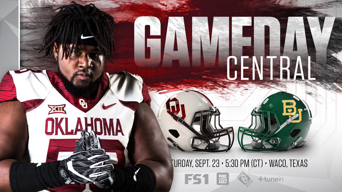OU_Football's tweet image. GAMEDAY!!!

🕠 5:30pm CT
📺 @FS1 
📱 bit.ly/2jOU0gN
📻 bitly.com/SoonersRadio
     bit.ly/OUenespanol
➡️ bit.ly/17OUbaylor