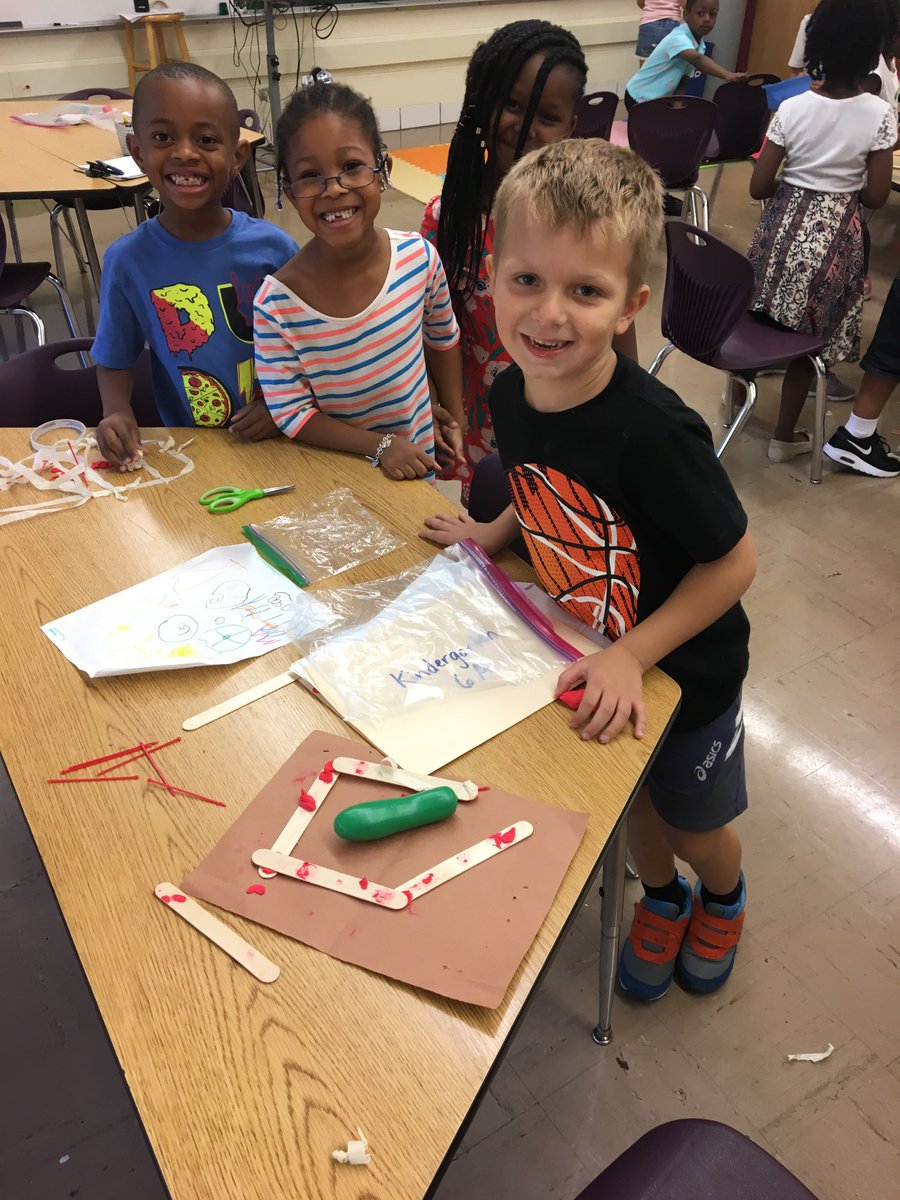 NewberrySteam's tweet photo. Kindergarten had to use some serious team work to build their fence designs!  No more bunnies eating their veggies. #steamlab #synergize https://t.co/rlbguHLHty