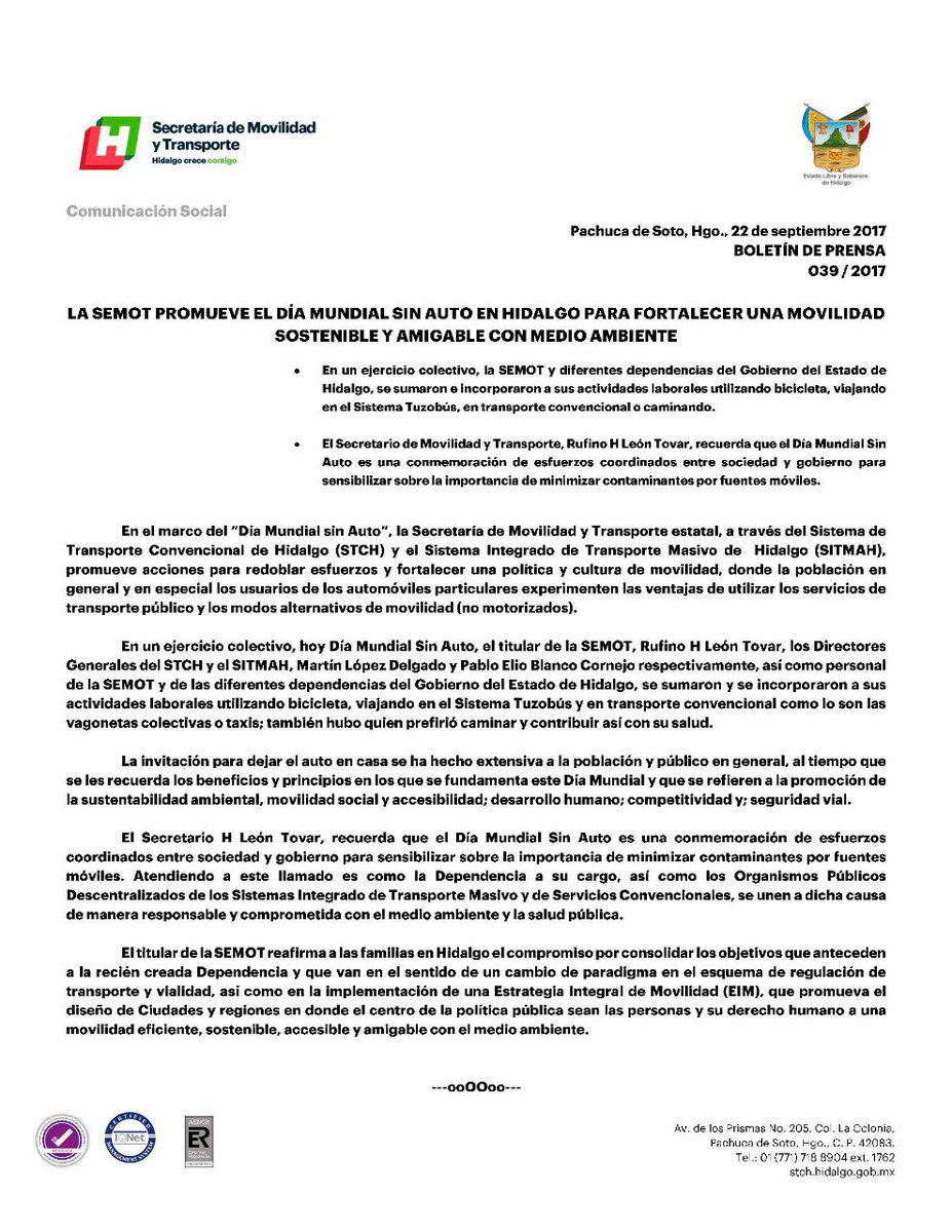STMHidalgo's tweet photo. El #DíaMundialSinAuto promueve la sustentabilidad ambiental y una movilidad social y accesible. #HidalgoSinAuto https://t.co/JBZySoJTom