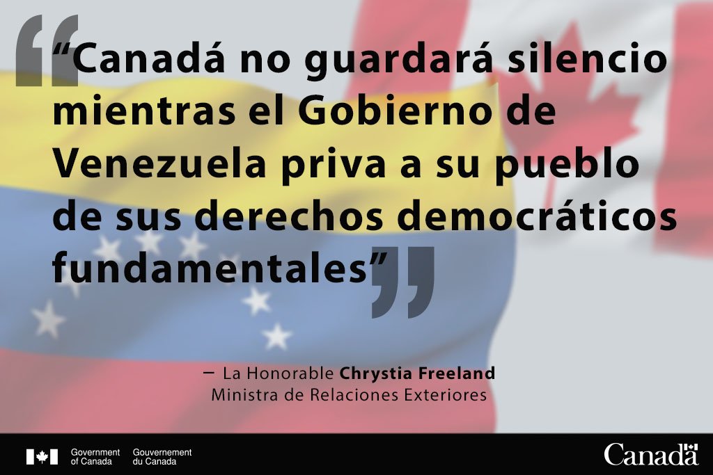 EmbCanVenezuela's tweet photo. #Canada impone sanciones al régimen de Maduro en #Venezuela https://t.co/xAXZR8EPCc https://t.co/xzbamnu37y