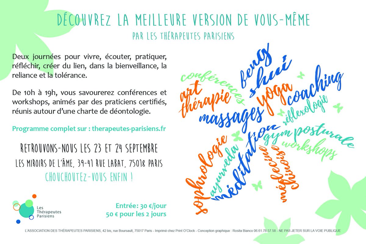 🎉 Ça commence demain 🎉
#Festival #BienEtre #Meditation #Zen 🐼

Billetterie sur place.
-10€ pour étudiants et demandeurs d'emploi.