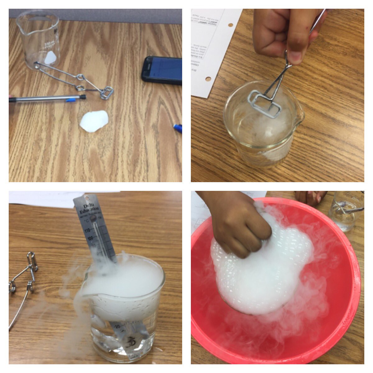ScienceBoyster's tweet photo. Sublimation Dry Ice Lab was certainly a hit today. The 7th graders loved it! #theroarisreal https://t.co/v1gJu1QT56