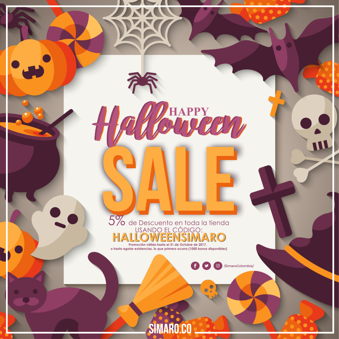 SimaroColombia's tweet photo. Recuerda que en este Halloween obtienes un 5% de Descuento en toda nuestra tienda usando el código: HALLOWEENSIMARO #SimaroColombia https://t.co/Hv979w8ky8