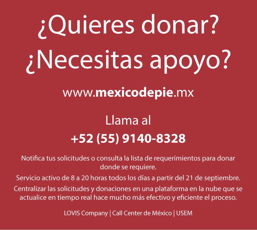 mexdepie's tweet photo. @elidlgarza @lopezdoriga @Foro_TV @Milenio Pueden comunicarse con nosotros para que canalicemos sus necesidades del centro de acopio. https://t.co/NZDKFdSuSb