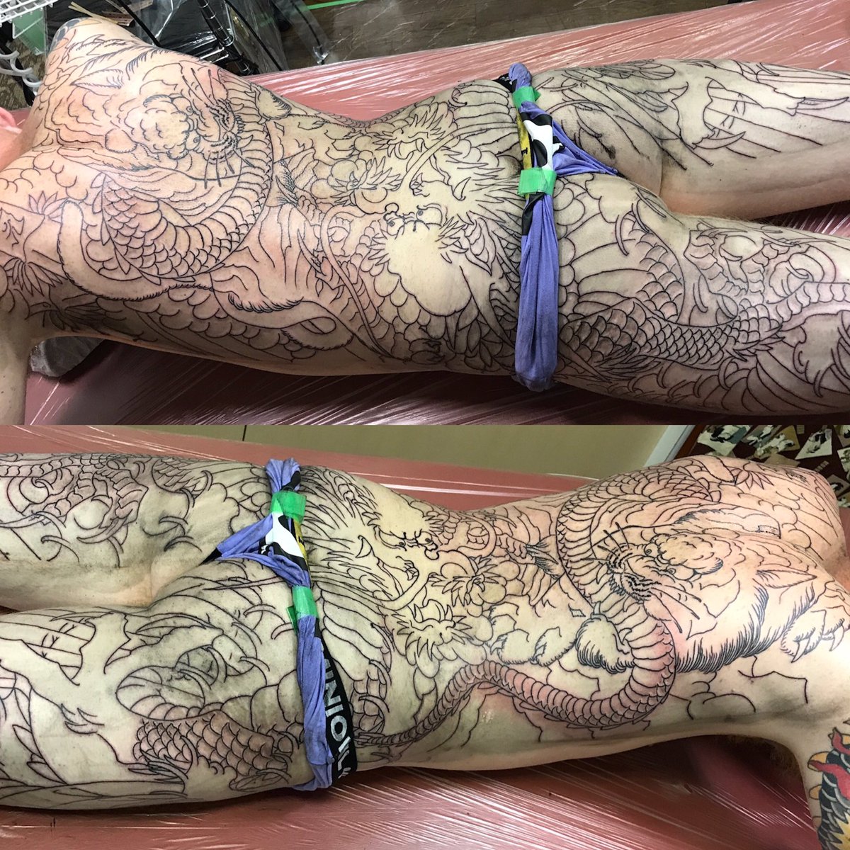 手彫り刺青師 龍元 龍虎 背中額 Tiger And Dragon Traditional Japanese Full Back Piece 長時間お疲れ様でした 龍虎 龍 虎 刺青 龍元 Dragon Tiger Irezumi Ryugen T Co Lck3nps2g5