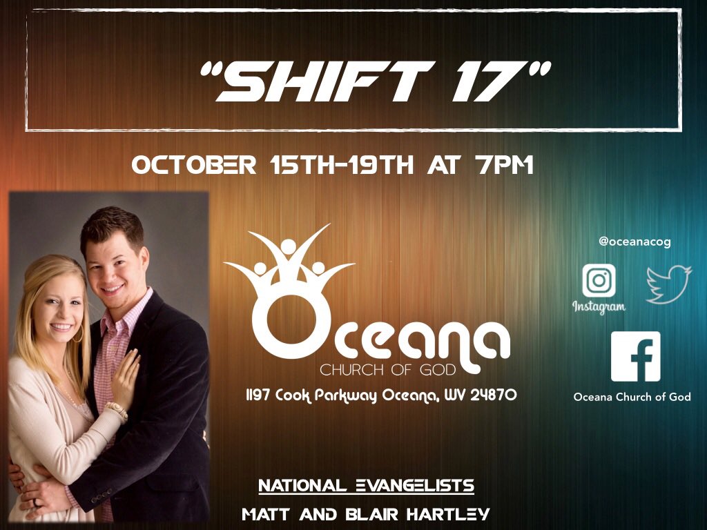 OCEANACOG's tweet photo. #Shift17 10/15-10/19/17 @ 7pm each night!!! #Revival #Wewantmore #bringsomeone #amovement #newseason
https://t.co/yeV5BaQUiz https://t.co/v34a2QzxZo