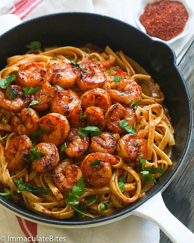 buyshrimp's tweet photo. We think this Blackened Shrimp Pasta would be ideal for dinner this weekend or next week! Recipe by @Africanbites. https://t.co/D5WKT7ivPN https://t.co/tJnT7fksNP