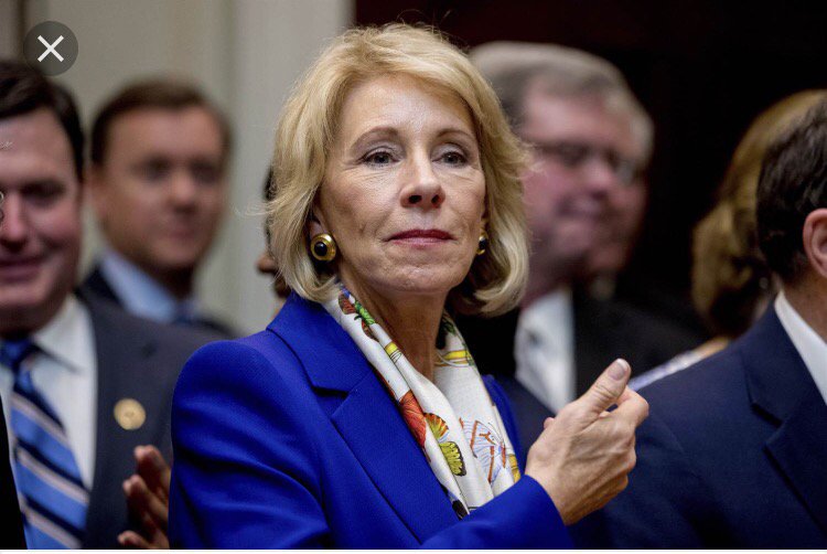 DonaldJFrumPee's tweet photo. When I see Betsy DeVos trending I cringe. #TitleIX and  stance on sexual assaults on campus is disgusting.  Dotardess https://t.co/YNpiDS167T