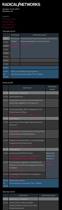 Info_Activism's tweet image. Radical Networks 2017 program is out radicalnetworks.org #ether #DecolonialDesign #BlackGeographies #DigitalAsceticism #tactical-mis-use