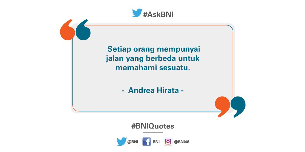 BNI's tweet photo. Setiap jalan hidup orang tidak akan pernah sama, jadi tidak perlu melihat orang lain :) #BNIQuotes https://t.co/W1qucPxXqu
