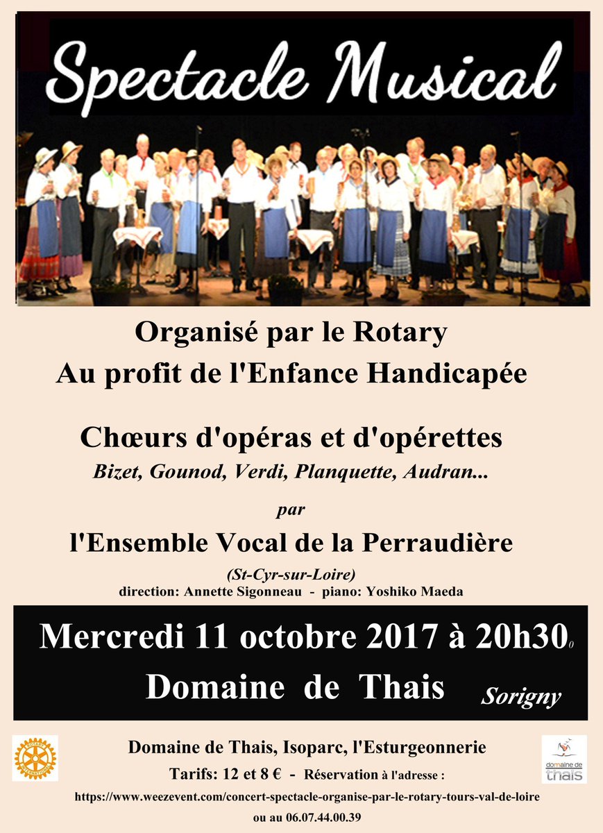 domainedethais's tweet photo. Le @domainedethais accueille le concert du @Rotary le mercredi 11 octobre 2017 à 20h30.
Réservation :
https://t.co/8TCYnIUacV
ou
0607440039 https://t.co/lejKVoZNkB