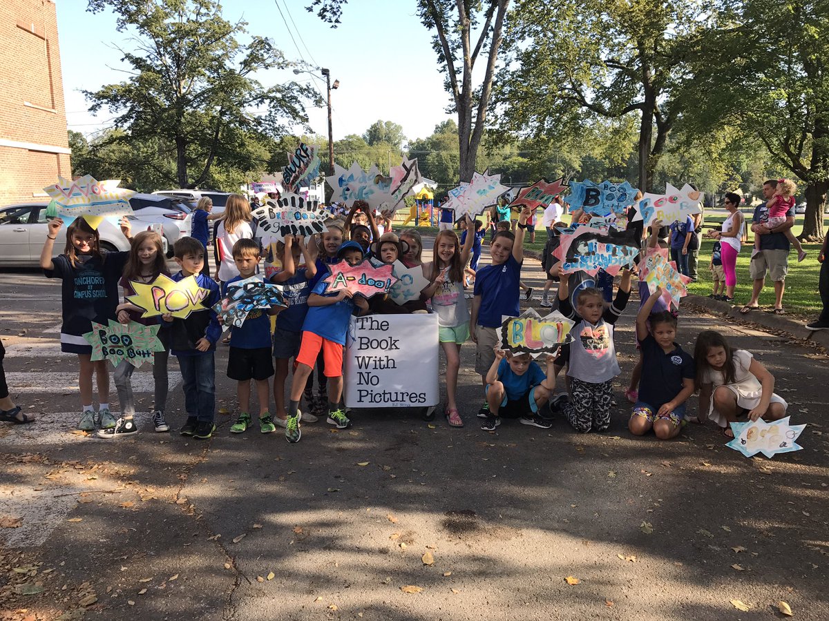 PhillipsFarm202's tweet photo. Onomatopoeias everywhere and a monkey! Reading in the SchoolsDay Parade at Campus School!! @HPCS_TN https://t.co/3x1CCGN5CA