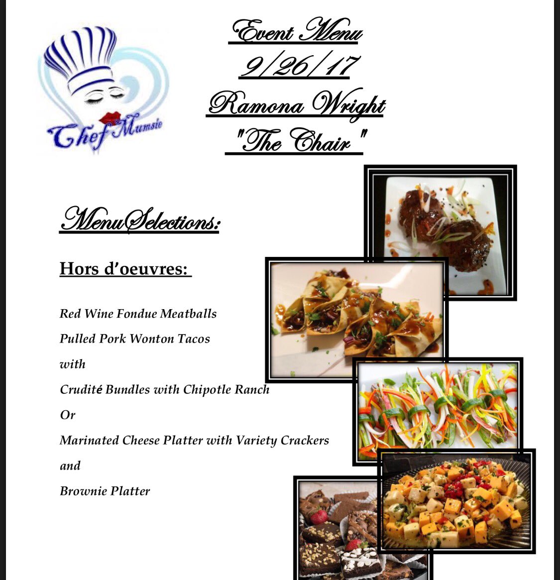 TheChairTalks's tweet photo. A delicious #menu sponsored by @ChefMumsie & #ChefRenee at #ChairTalks on 9/26
$10 Discount - Use promo code GHOST https://t.co/d933NBaJAl https://t.co/eXcsS31xSC