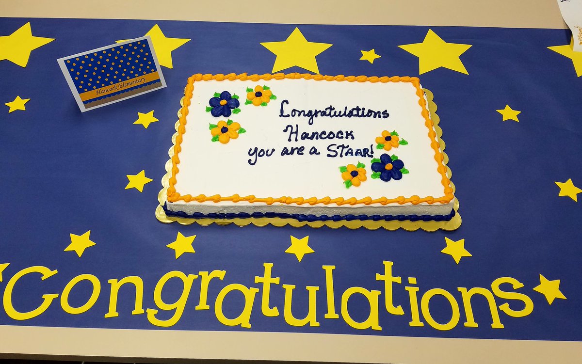 Hancockcfisd's tweet photo. Hancock celebrating 6 Stars of Distinction and Cake!!! Thank you @CyFairISD @Hancockcfisd https://t.co/mN59IChsph