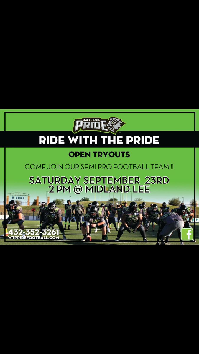 WTPRIDE's tweet photo. Don’t forget Tomorrow!!!! 2018 Season is here! TRYOUTS! 🏈#RideWithThePride https://t.co/r73rnPD2L0