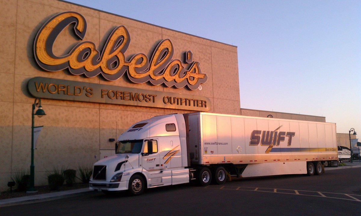 SwiftTransport's tweet photo. Swift is proud to deliver for the World's Foremost Outfitter. Thank you, Cabela's, for choosing Swift! #SwiftDelivers https://t.co/cQ7koYibV6