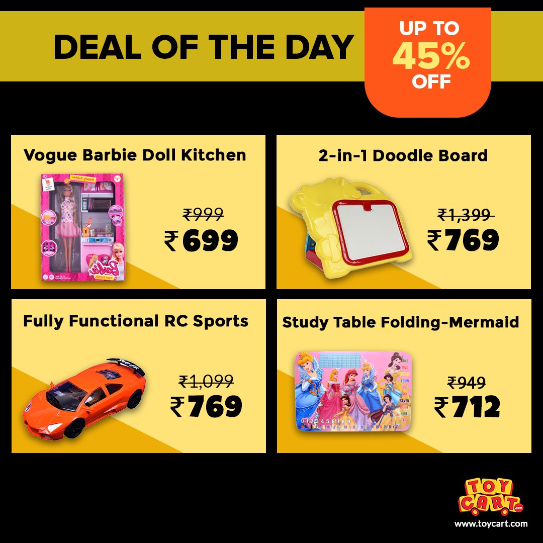 Toy_Cart's tweet image. Grab the exciting deal and get upto 45% Off
Just visit : toycart.com
#dealoftheday #excitingdeal #massivediscounts #toycart