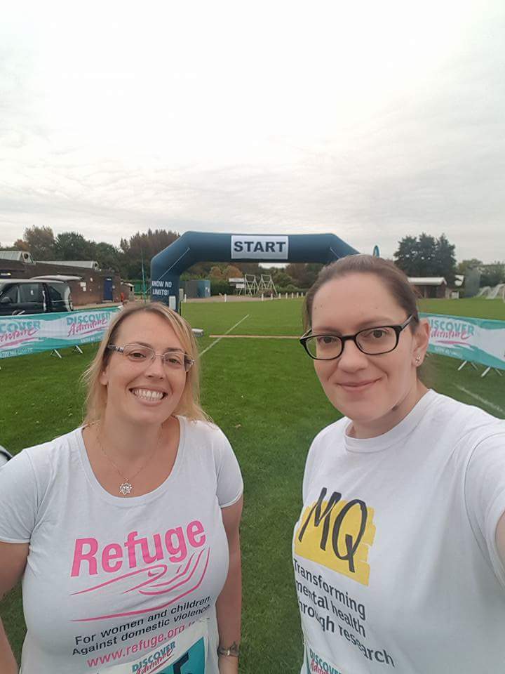 l0islane's tweet photo. This seemed like such a good idea at the time! 🙈 #wishusluck #wereallyneedit  #DAmarathonwalk https://t.co/zpsOeMm87T