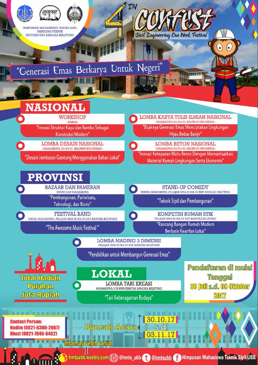 HMTS UBB proudly present 4th CONFEST yuk buat kamu yang punya ide ide brilian, wajib banget nih ikutan kegiatan kece ini, seruuuuu abiezzzz!