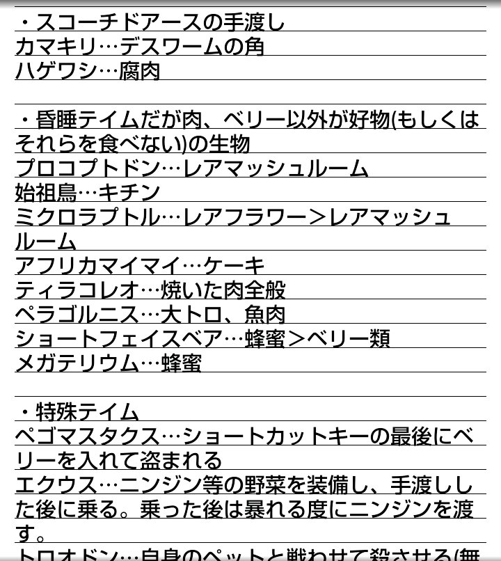 Ark生物紹介bot Pa Twitter テイムの餌について 画像にある通り 各種生物の好きなキブルを製作するのが最も良い キブルは調理鍋で作れるが 生物ごとに好きな卵が異なっている 例えば プテラ の好物はドードーの卵キブル 好物以外のキブルでは意味がないので注意 Ark生物紹介bot Pa Twitter テイムの餌について 画像にある通り 各種生物の好きなキブルを製作するのが最も良い キブルは調理鍋で作れるが 生物ごとに好きな卵が異なっている 例えば プテラ の好物はドードーの卵キブル 好物以外のキブルでは意味がないので注意