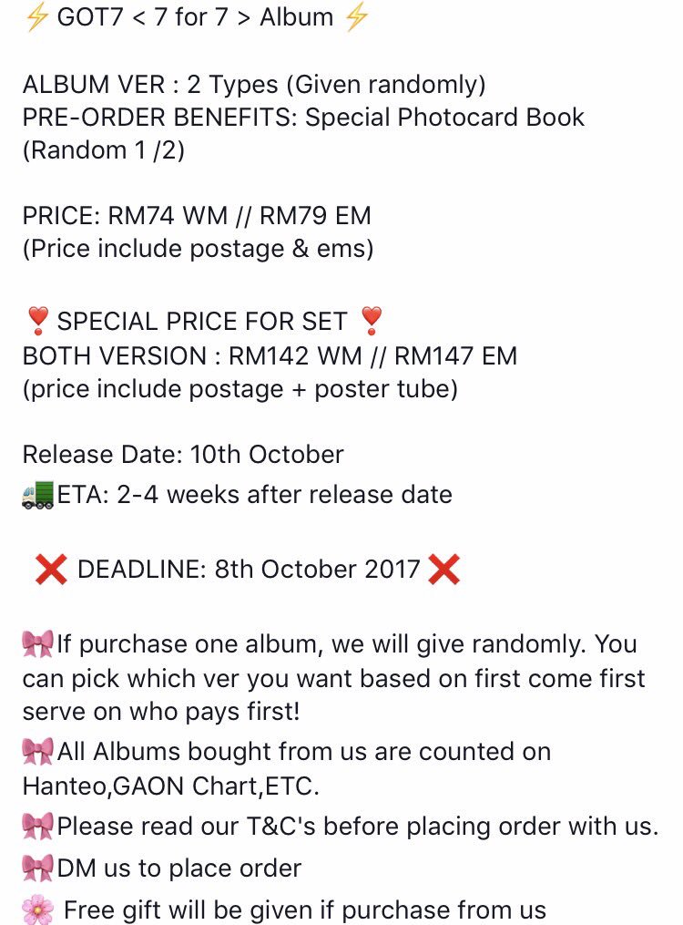 Got7 7 For 7 Preorder Group Orders