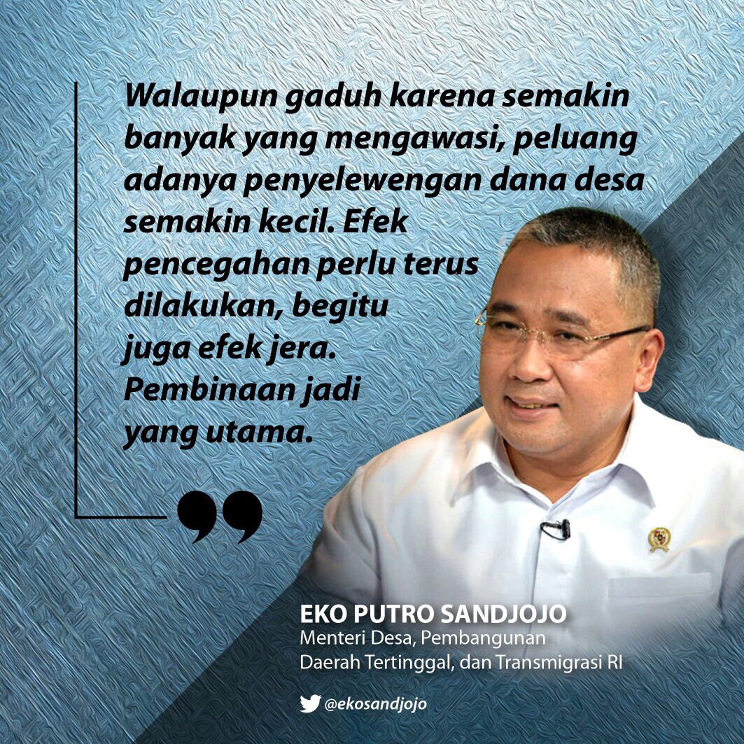 Pendamping Desa siyap mengawal dana desa utk memastikan alokasi dan pemanfaatannya utk masyarakat. <a href="/EkoSandjojo/">Eko P. Sandjojo</a>
