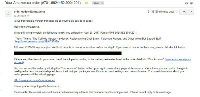 janekorvemaker's tweet photo. @theghissilent It looks like amazon.ca lost your books. Like, all the ones they should have gotten. :(
#BadAmazon @AmazonHelp https://t.co/GPeuiKJ7If