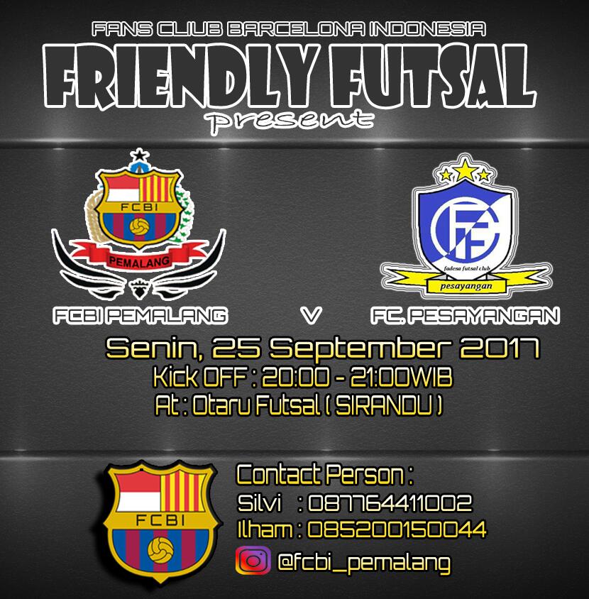 TS_FCBI's tweet photo. [PEMALANG] @FCBI_Pemalang  #friendlyfutsal @FC.Pesayangan | 25/9/17 | 19:30-21:00 | Otaru Futsal | 10k | 085200150044 | Jersey Barca(home) https://t.co/zniCeZzz0P