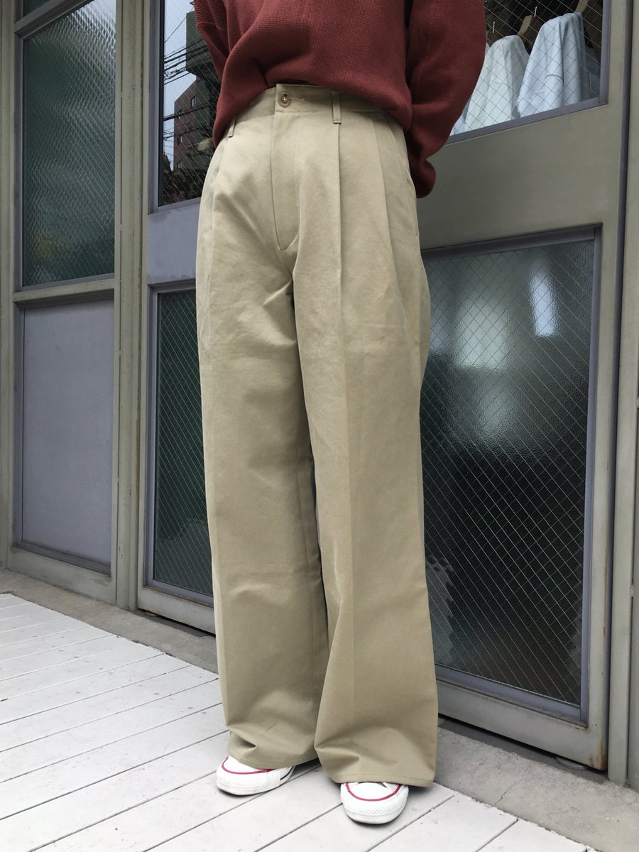 値引き オーラリー WASHED FINX CHINO WIDE TUCK PANTS asakusa.sub.jp