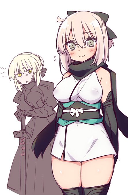 薄着の沖田さんとまさかの剣鯖ラッシュによるモニュピ枯渇で薄着になれない黒王 #FGO #FateGO 