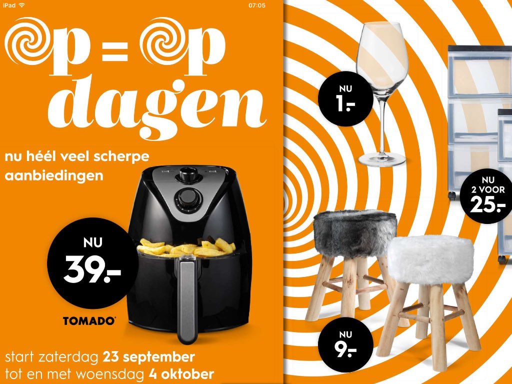 Vanaf vandaag beginnen de op=op dagen! Loop gauw bij ons binnen, en bekijk de folder, met gigantische aanbiedingen
