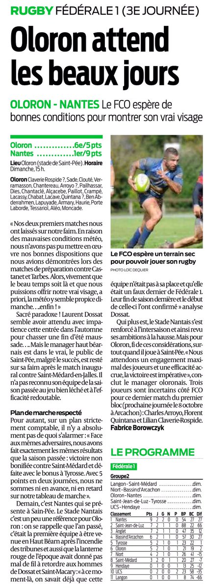 StadeNantais's tweet photo. [FÉDÉRALE 1] La Revue de Presse du samedi matin avant le choc face à Oloron Sainte-Marie demain #FCOSNR @#FCOloron vs. @StadeNantais ! https://t.co/nqZV42VOIL