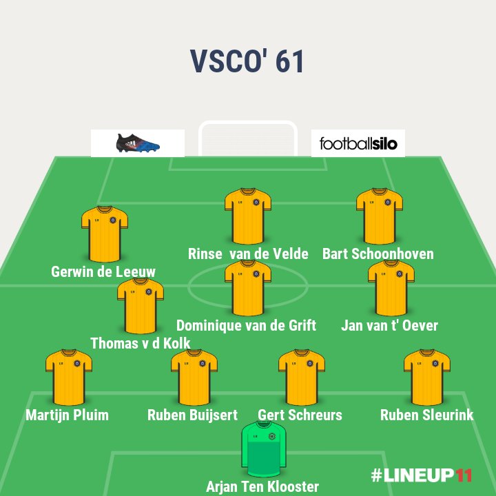 VSCO61nieuws's tweet photo. Opstelling van VSCO'61 in de uitwedstrijd tegen FC Horst. 
Aanvang 14:30 https://t.co/35vD2nR6IZ
