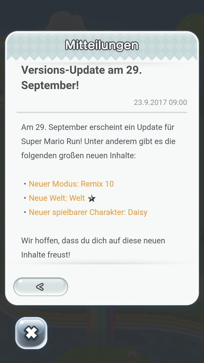 MichaTeddy93's tweet image. Für #SuperMarioRun wurde ein riesiges Update mit einer neuen Welt #Stern, einen neuen #Spielmodus und #Daisy angekündigt! Kommende Woche!
