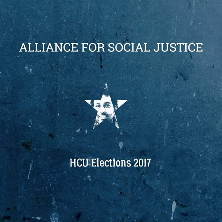 francisbuddh's tweet photo. Clean sweep in HCUSUelection2017
#AllianceForSocialJustice won all seats
#ASA
#RohithVemula
#JaiBhimLaalSalam
#DefeatABVP https://t.co/pXjY3uJLq9