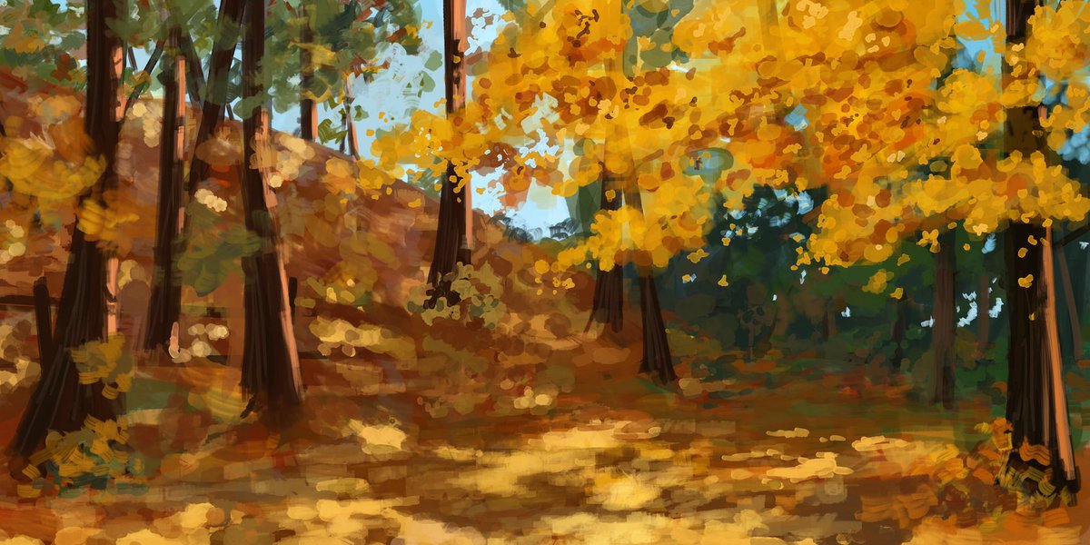 dakotapaints's tweet photo. #WIP figuring out color and composition. Time to go to bed and see if I still like where it’s going in the AM. #becausefall https://t.co/7CfhlWl0Io